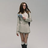 Classic round neck small Chanel style suit skirt two-piece suit