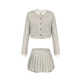 Classic round neck small Chanel style suit skirt two-piece suit
