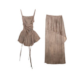 Greek Goddess Pleated Lace Dress Set