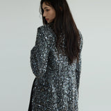 Dark Sequin Lace-Up Chanel-Inspired Suit