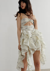 取り外し可能なストラップ付きロマンチックなアートプリントドレス