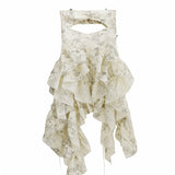 取り外し可能なストラップ付きロマンチックなアートプリントドレス