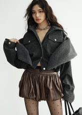 Dark Rock Distressed Layered Jacket