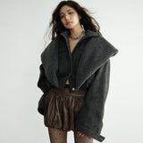 Dark Rock Distressed Layered Jacket