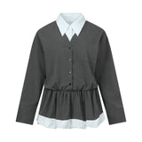 Gray Patchwork Faux Two-Piece Dress