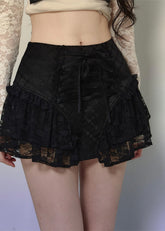 イレギュラーレースバレエコアミニスカート