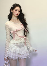 スリムフィット レース ロングスリーブ Tシャツ