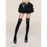ブラックレースAラインケーキミニスカート