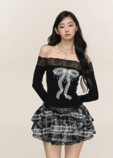 フィットワンショルダーレースクロップトップ