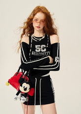 Long Sleeve Off Shoulder Skinny Top and Skirt