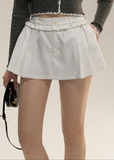 Navy Blue Pleated A-line Skirt