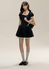 Academy Chic Denim Square Neck Dress