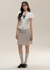 Plaid Sheer Slim Fit Skirt