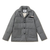 Dark Gray Striped Wool Down Jacket
