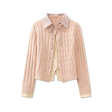 Fake Two-Piece Soft Collar Sweater – Gray/Milk