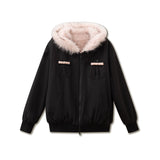 Reversible Black & Pink Faux Fur Parka