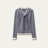 Jenny Notepad Girls V-neck Fake Two-piece College Knitted Bottoming Shirt Top