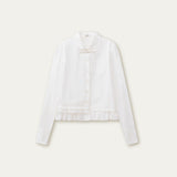 Romantic hem lace small shirt women's loose design shirt white/light pink