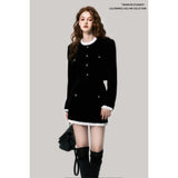 Black Velvet French Two-Piece Skirt Set