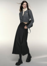 Black Pleated Suit Skirt