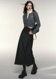 Black Pleated Suit Skirt