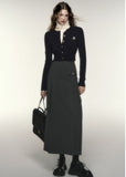 Black Pleated Suit Skirt