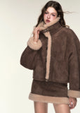 Retro Maillard Fur Skirt Set