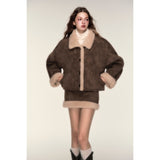Retro Maillard Fur Skirt Set