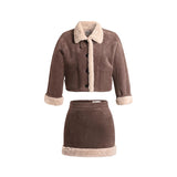 Retro Maillard Fur Skirt Set