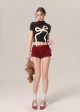 Knitted High-Neck Crop Tee