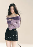 Thin Purple Knit Crop Top