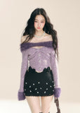 Thin Purple Knit Crop Top