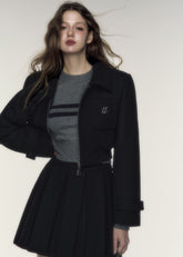 College Wool Pleated Skirt Set