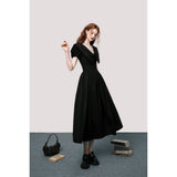 フレンチVネックパフスリーブドレス