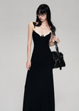 Black Mesh V-Neck Slip Dress