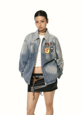 刺繍バッジデニムジャケット
