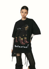 ダックスフントプリントコットンTシャツ