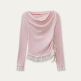 バレエ風オフショルダーレーストップ