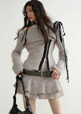 グレーのファーオフショルダーセット