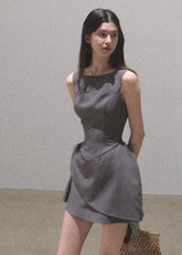 取り外し可能な襟付きウールドレス