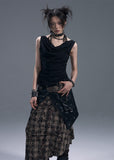 パンクチェック柄イレギュラーAラインスカート