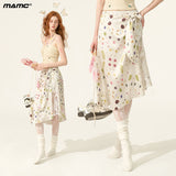 Floral Tie White Midi Skirt