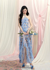 Mesh Halter Slim Dress