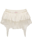 Fake two-piece layered lace short mini skirt