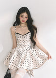 Lace Polka Dot Slim and Puffy Short Dress
