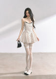 Lace Polka Dot Slim and Puffy Short Dress