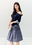 Gingham Bow Tube Top and skirt 2way