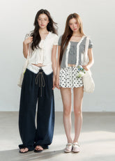 バブルスリーブ レイヤードルックTシャツ