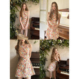 Red floral mini dress