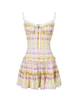 Fake Two-Piece Checkered Patchwork Dress